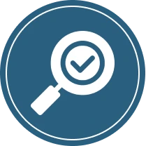 Magnifying glass with checkmark icon