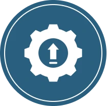 Settings icon with arrow upward